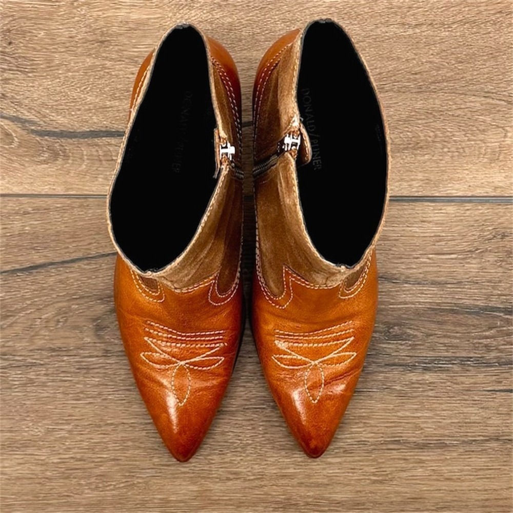 Donald Pliner Velle Women's Size 11 Brown Leather & Suede Western Ankle Booties - Picture 3 of 9